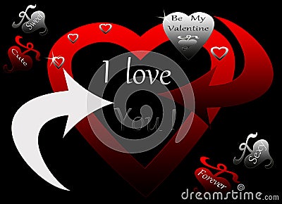 Red Black Silver Heart Chained Forever Yours Stock Photo