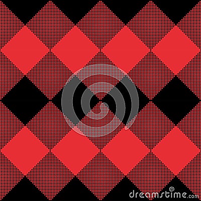 Red and Black Tartan plaid seamless abstract checkered pattern background Vector Illustration