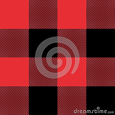 Red and Black Tartan plaid seamless abstract checkered pattern background Vector Illustration