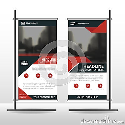 Red black triangle Business Roll Up Banner flat design template ,Abstract Geometric banner template Vector illustration set Vector Illustration