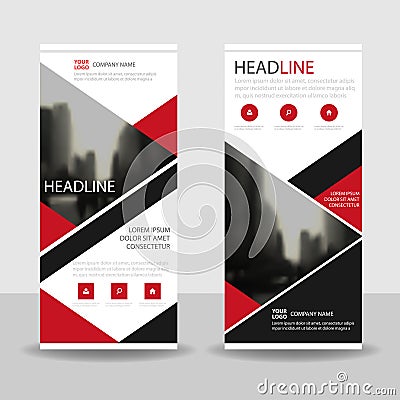 Red black triangle Business Roll Up Banner flat design template ,Abstract Geometric banner template Vector illustration set, Vector Illustration