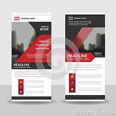 Red black triangle roll up business brochure flyer banner design , cover presentation abstract geometric background, Vector Illustration