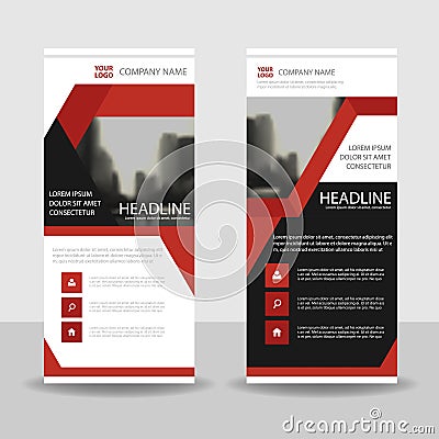 Red black triangle roll up business brochure flyer banner design , cover presentation abstract geometric background, Vector Illustration