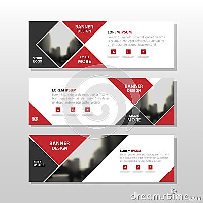 Red black triangle square abstract corporate business banner template, horizontal advertising business banner layout template Vector Illustration