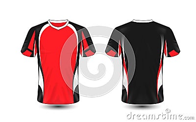 Red black and white layout e-sport t-shirt design template Vector Illustration