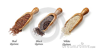 Red, black and white quinoa seeds Stock Photo