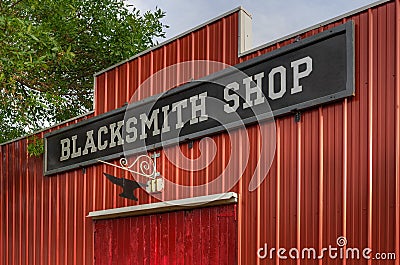 Red Blacksmith Shop Stock Photo