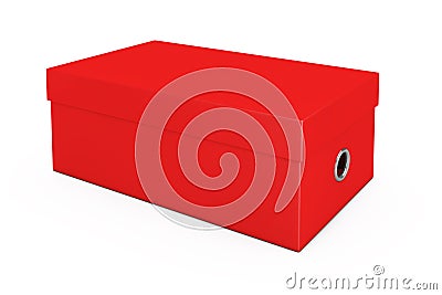 Red Blank Cardboard Shoe Box Mockup for your Design. 3d Rendering Stock Photo