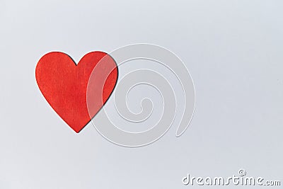 Red blank heart mockup, copy space. Love symbol for creative design on blue background. Happy Valentinas Day concept Stock Photo