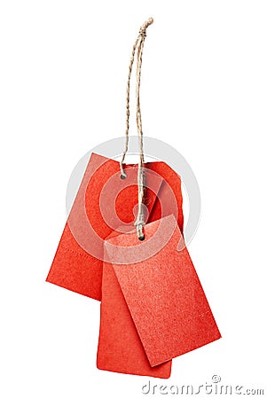 Red blank price tag isolated on white background Stock Photo