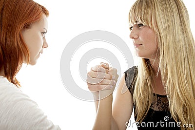 Red and blond haired girls concept power Stock Photo