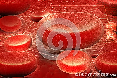 Red blood cell flowing in artery Stock Photo