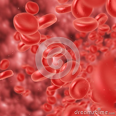 Red blood cell flowing Stock Photo