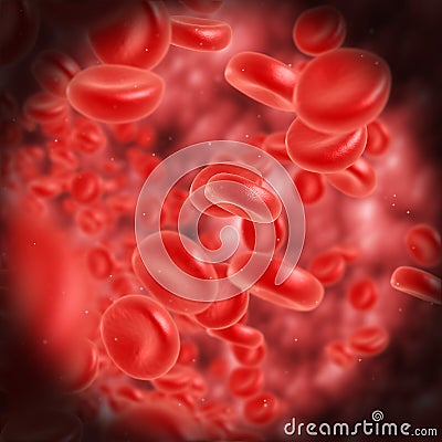 Red blood cell flowing Stock Photo