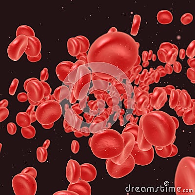 Red blood cell flowing Stock Photo