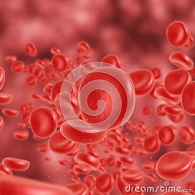 Red blood cell flowing Stock Photo