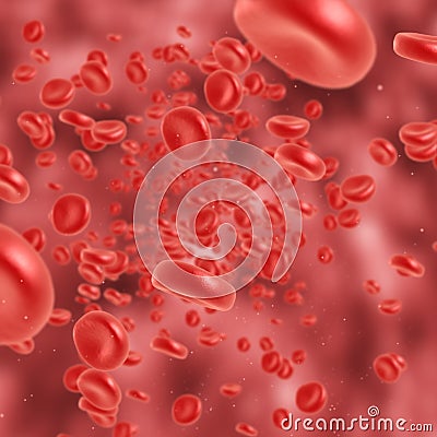 Red blood cell flowing Stock Photo