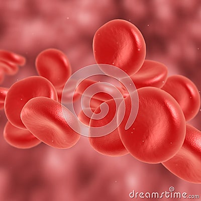 Red blood cell flowing Stock Photo