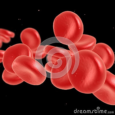 Red blood cell flowing Stock Photo