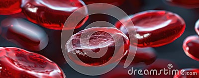 Red Blood Cells and Hemoglobin Close-Up Medical Imagery. Stock Photo