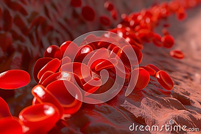 red blood cells move within blood vessels Stock Photo