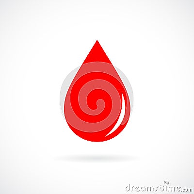 Red blood drop vector icon Vector Illustration