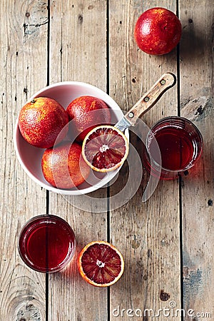 Red blood oranges and citrus drink Stock Photo