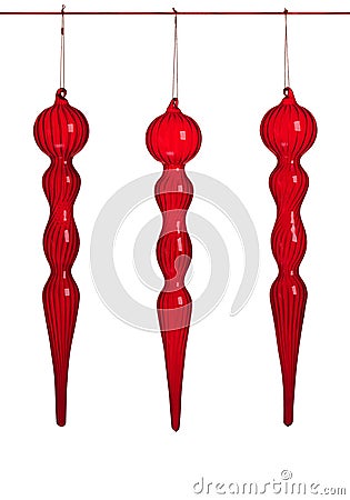 Red Blown Glass Christmas Ornaments ~ Isolated Stock Photo