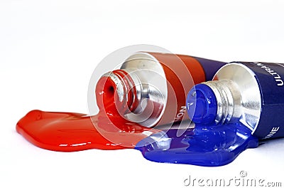 Red and Blue Acrylic Paint Stock Photo