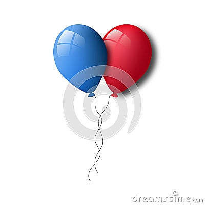 Red and blue balloons on a white background Stock Photo