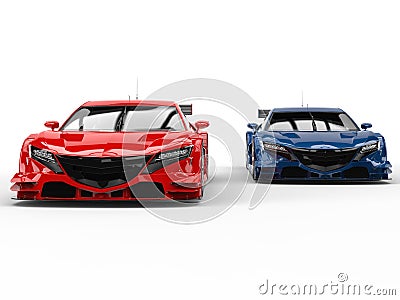 Red and blue beautiful concept sports cars Stock Photo