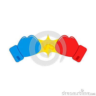 Red and Blue Boxing gloves. Vs. Versus battle. Vector Illustration