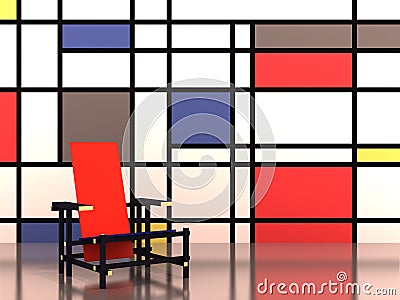 Red and blue chair Stock Photo