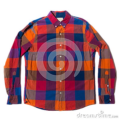 Red Blue checked button down casual shirt Stock Photo