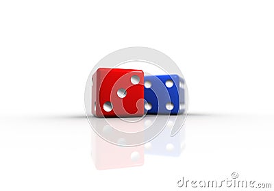 Red and Blue Dice Stock Photo