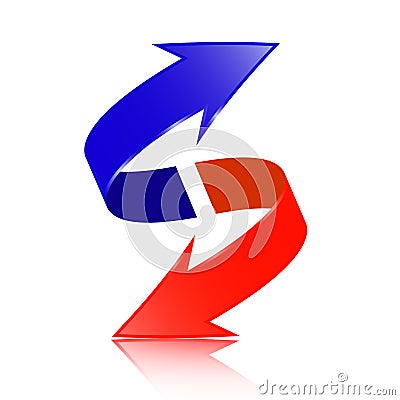 Red and Blue Double Arrow Vector Vector Illustration