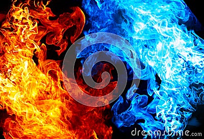 Red and blue fire Stock Photo