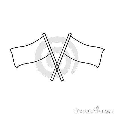 Red and blue flags icon in outline style isolated on white background. Vector Illustration