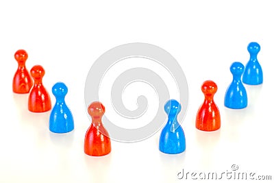 Red and blue game pieces Stock Photo