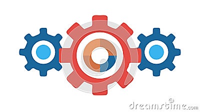 Red and blue gears icon, representing settings, system, or mechanic, vector design Generative AI Vector Illustration