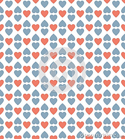 Red and blue heart pattern background Vector Illustration