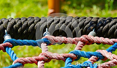 red and blue knots on whell Stock Photo