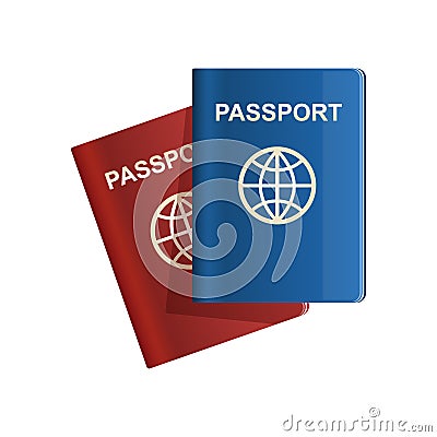 Red and blue leather Passport icon Vector illustration Vector Illustration