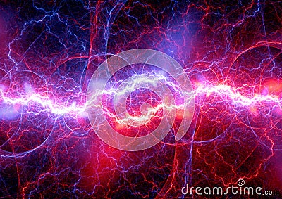 Red and blue lightning Stock Photo