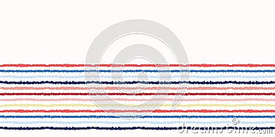 Red blue ocean regatta stripes seamless vector border pattern. Hand drawn seaside banner edging. Aqua nautical textiles Vector Illustration