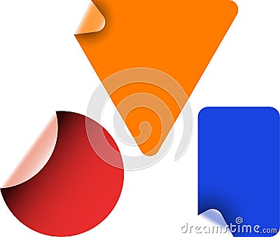 Red, blue, orange peeling sticker Vector Illustration
