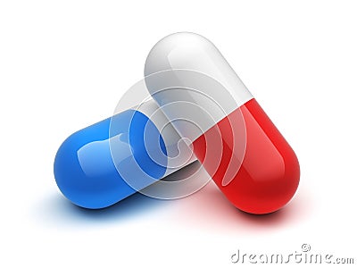 Red and blue pill Stock Photo