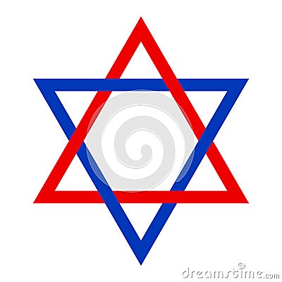 Red and blue Seal of Solomon, depicted in hexagram shape Vector Illustration