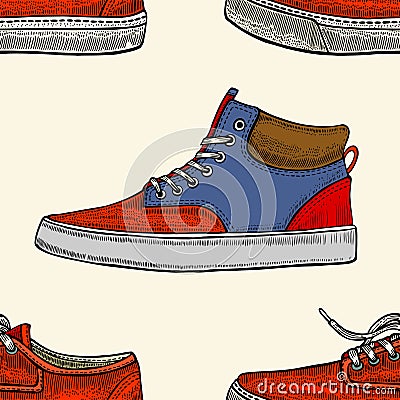 Red and blue shoes. Vector Illustration