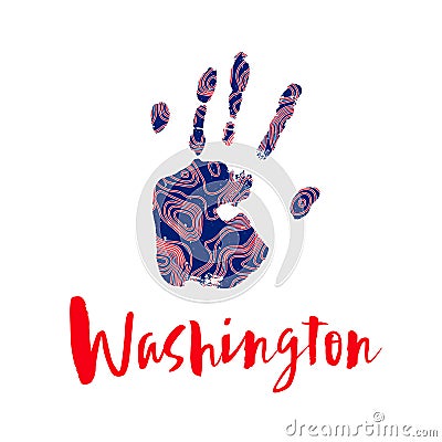 Red-and-blue silhouette of a human hand Vector Illustration